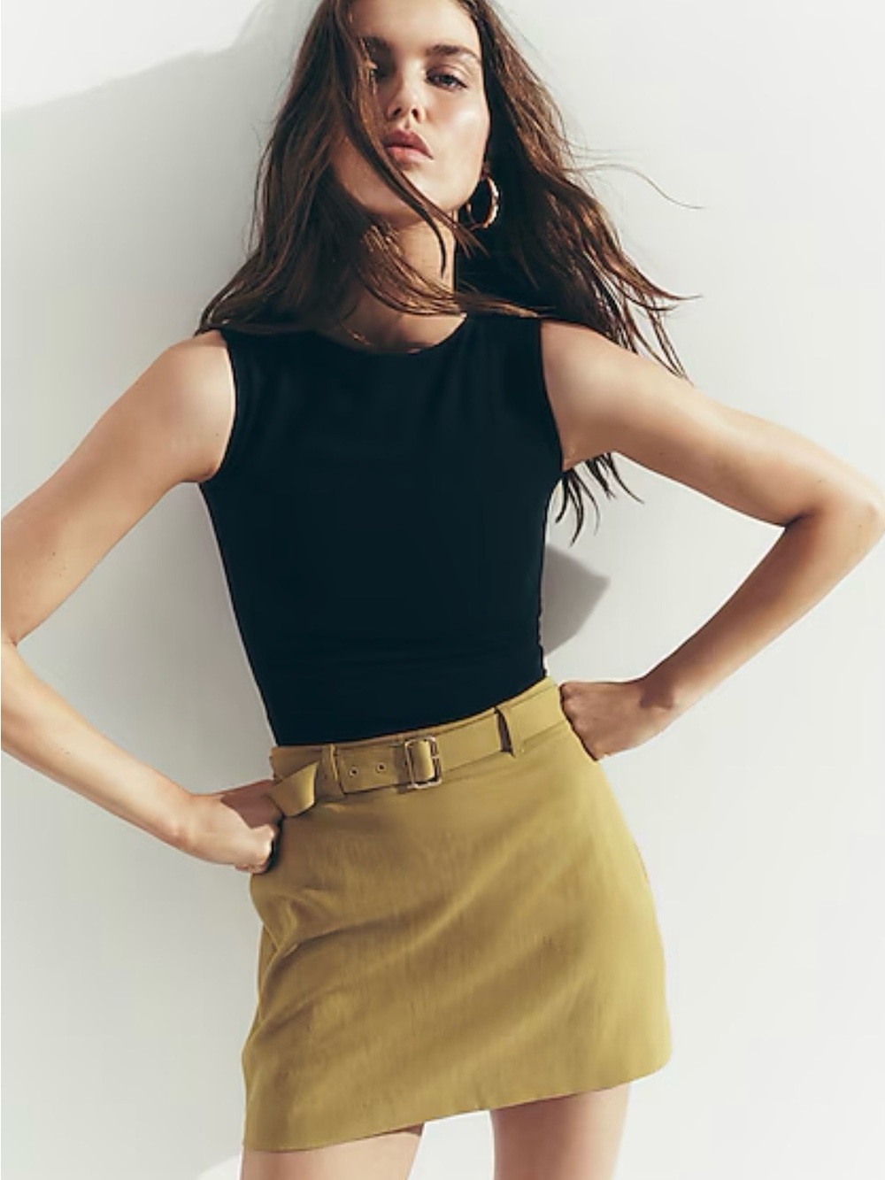 Express High Waisted Linen Blend Mini Skirt